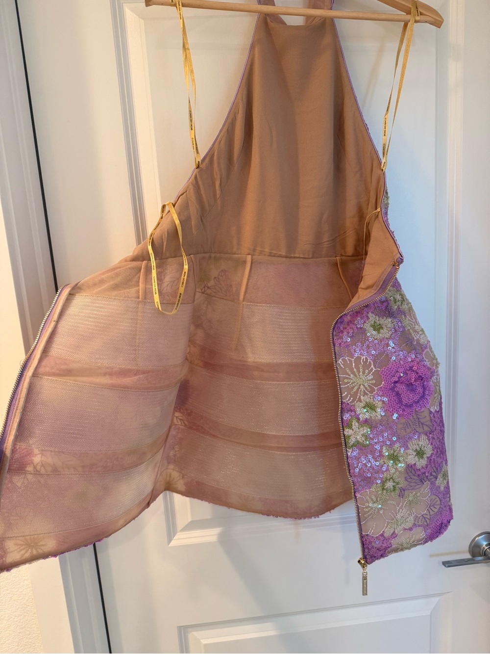NWOT BRONX AND BANCO Deirdre Lilac Multi Lavender Floral Halter Mini Dress - Picture 11 of 13